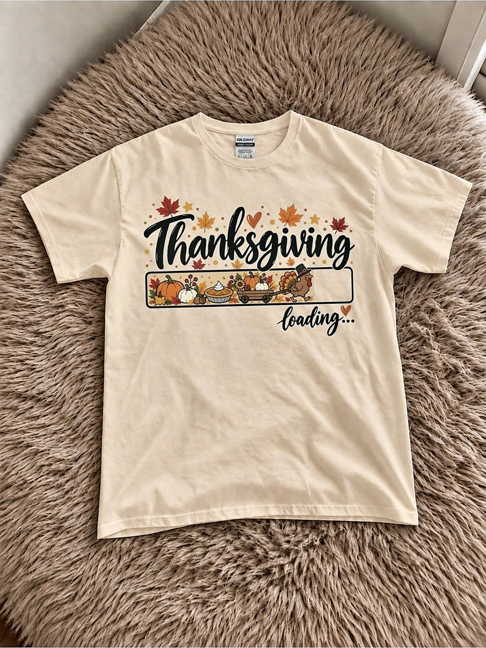 Thanksgiving Loading Unisex T-Shirt Cute Turkey Fall Tee